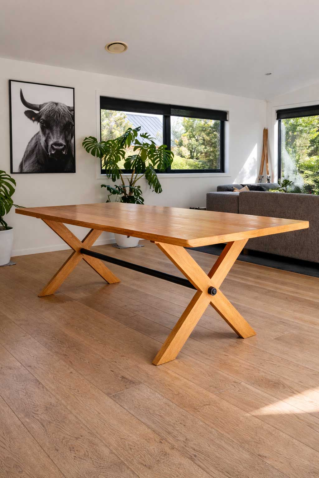 X-Leg American Oak Indoor Dining Table